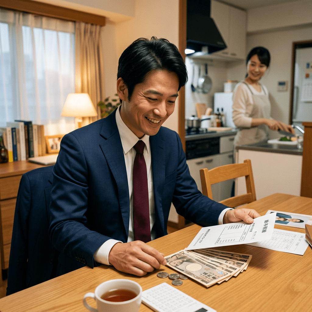 安定した収入を象徴する会社員と給料