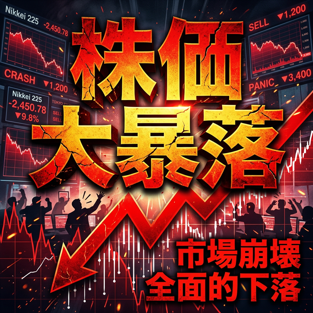Red stock market plunge charts, crashing numbers, and distressed silhouetted traders
